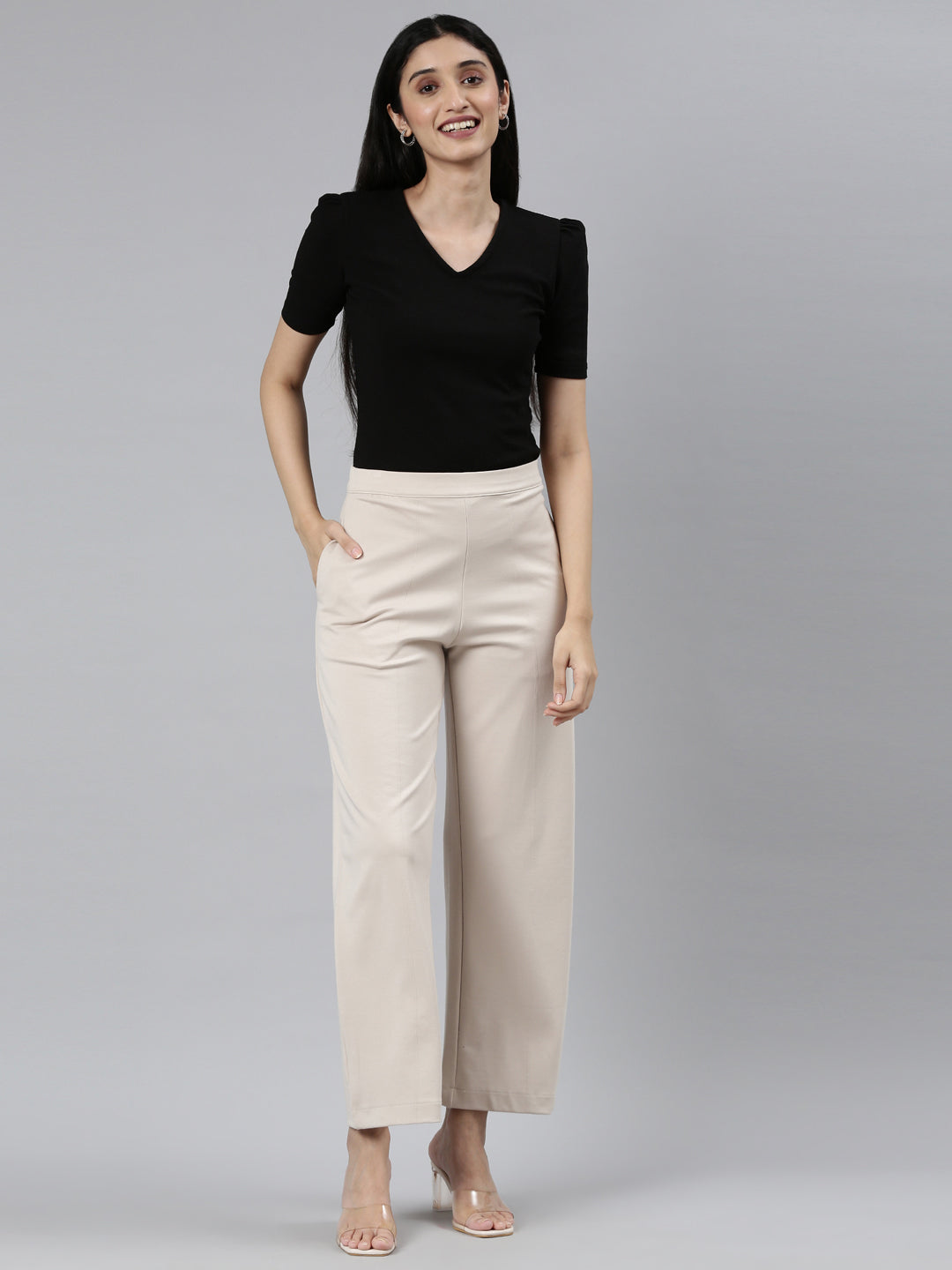 Buy Go Colors Women White Pencil Tapered Fit Cropped Cigarette Trousers -  Trousers for Women 2703387 | Myntra